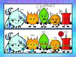 angry battle_for_dream_island coiny coiny_(bfdi) firey_(bfdi) fuzzy_fluffs leafy_(bfdi) magic no_sex object_show object_shows oc pin_(bfdi) pussy tentacle tentacle_penis