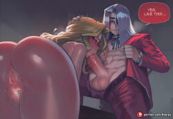 1boy 1girls abs ai_generated anus aroused aroused_face ass asshole athletic athletic_female balls big_ass big_breasts big_butt big_thighs blonde_hair blowjob blue_eyes blush breasts breath caption cock comic comic_page comics curvy curvy_body curvy_female curvy_figure cute cute_face deep_blowjob deepthroat dick english english_text erect_nipples erect_penis erection fellatio female from_behind from_below hand_on_another's_head hand_on_head hoorpy hourglass_figure kneeling kujaku_mai long_hair mai_valentine makeup male maximillion_pegasus motion_blur motion_lines nipples oral oral_penetration oral_sex pants patreon_logo patreon_username pegasus_j_crawford penis penis_in_mouth petite petite_body petite_breasts petite_female pussy pussy_juice pussy_juice_drip pussy_lips rolling_eyes saliva sexy sexy_body sexy_pose sitting story sucking sucking_penis testicles text thick_thighs thighs toned vagina voluptuous voluptuous_female yu-gi-oh! yu-gi-oh!_duel_monsters yugioh yugioh! yugioh!_duel_monsters