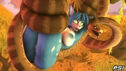 2026 3d_(artwork) absurd_res ambiguous_gender anthro big_breasts blue_body blue_fur blue_hair blue_nipples breasts brown_body brown_scales canid canine coiling digital_media_(artwork) duo female feral fox fur genitals hair hi_res hypnosis hypnotic_eyes kaa_(jungle_book) krystal_(star_fox) mammal mind_control multicolored_body multicolored_fur nintendo nipples outside psiko_(psikokinetic) psikokinetic python reptile restrained ringed_eyes scales scalie snake source_filmmaker_(artwork) star_fox the_jungle_book two_tone_body two_tone_fur vulva white_body white_fur