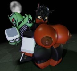 3d a_universal_time absurd_res anthro baseplate bible_(object) big_breasts book breasts c-moon canid canine canis dobermann domestic_dog duo female hi_res huge_breasts huge_thighs ines_kobayashi jojo's_bizarre_adventure mammal meme piercing pinscher roblox roblox_game robloxian stand_(jjba) thick_thighs waffl3_smash