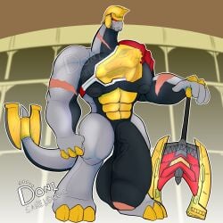 abs absurd_res anthro armor axe balls beard big_balls big_muscles big_pecs big_penis brachiosaurid brachiosaurus colosseum dinosaur donisette facial_hair flaccid genitals gladiator headgear helmet hi_res huge_balls huge_cock macronarian male muscular nipples nude pecs penis prehistoric_species red_eyes reptile saurischian sauropod sauropodomorph scalie scar solo super_sentai warrior zyuden_sentai_kyoryuger zyudenryu_bragigas