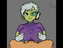 1girls 2d adriademon animated artist_signature artist_watermark blank_background boobjob breasts cheelai condom_suit cum cum_between_breasts cum_on_breasts cum_on_clothes cum_under_clothes cumshot dragon_ball dragon_ball_super dragon_ball_super_broly female gloves gray_background green-skinned_female green_skin hands_on_own_breasts human_on_humanoid longer_than_10_seconds male mp4 musi_cassie nipples nipples_visible_through_clothing paizuri paizuri_under_clothes penis penis_between_breasts pixel_art pov pressing_breasts_together scouter shorter_than_30_seconds smiling smiling_female sound sound_edit sound_effect sound_effects sound_warning stained_clothes tagme tinted_eyewear titfucking titjob video white-haired_female white_hair_female
