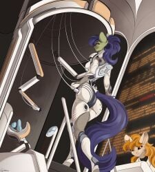 absurd_res anthro ass clothing computer conrie dildo electronics equid equine female hair hi_res horse laboratory mammal neon_genesis_evangelion plugsuit pony ponytail screen sex_toy stasis_chamber tight_clothing