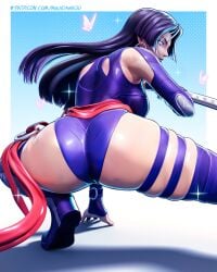 3d 3d_(artwork) 3d_model ass back_view big_ass big_breasts big_butt big_thighs blade breasts female hair lips marvel marvel_comics marvel_rivals mikadawn psylocke psylocke_(sai) psylocke_(sai)_(vengeance) purple_hair video_game_character video_games weapons x-men