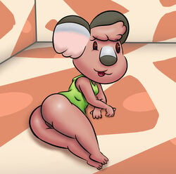 :3 animal_crossing anthro ass female fur koala mammal marsupial melba_(animal_crossing) nintendo open_mouth pussy video_games yukacutiekoala