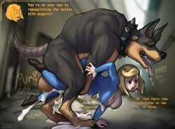 1girls balls bestiality_impregnation bethesda_softworks big_breasts blonde_hair bodily_fluids breasts canid canine canis clothed_sex clothing collar cum cum_in_pussy cum_inside cum_on_ground dialogue dobermann domestic_dog drooling duo english_text fallout female female_on_feral feral feral_on_female feral_penetrating feral_penetrating_human fex_(jelomaus) forced_bestiality from_behind gameplay_mechanics genital_fluids genitals hi_res human human_on_feral human_penetrated hybrid impregnation inflation interspecies interspecies_impregnation jelomaus knot knot_hanging knotting larger_feral larger_male lifted_by_penis male male/female male_on_human mammal mob_face murid murine open_mouth penetration penis pinscher pussy quadruped rape rat rodent saliva sex short_hair size_difference smaller_female smaller_human smaller_penetrated spiked_collar spikes spread_legs status_effect stomach_bulge teeth text tongue tongue_out vaginal_penetration vault_girl vault_meat vault_suit zoophilia zoquete