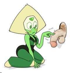 1girls bishopbb blush female gem_(species) glory_hole male penis peridot_(steven_universe) steven_universe