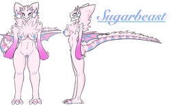 breasts female fur gojirag horn invalid_tag monster nude pink_fur pussy simple_background sugarbeast white_background wings