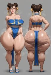 ai_generated ass big_ass big_breasts breasts capcom cellulite chun-li fat_ass flip_flops loincloth musk oiled pubic_hair strapless_top street_fighter taiga20 thick thick_ass thick_thighs triangular_ass