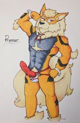 anthro anthrofied arcanine clothing hokshi jockstrap male male_only nintendo penis pokéball pokémorph pokemon pokemon_(species) solo underwear video_games