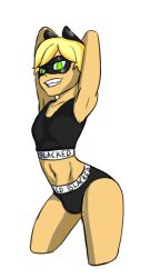 2019 armpits arms_behind_head blacked_clothing blonde_hair bulge chat_noir femboy green_eyes mask miraculous_ladybug smirk solo solo_femboy superkiak tagme