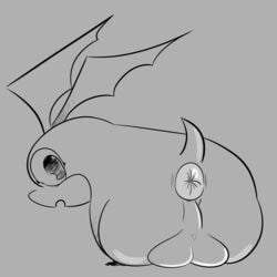 anus balls digimon feral greyscale male male_only monochrome ota_(artist) patamon puffy_anus solo