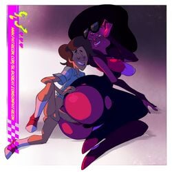 1boy 1boy1girl 1girls ass balls black_hair brown_hair cartoon_network clenched_teeth closed_eyes dark-skinned_male doggy_style duo feet female fingers garnet_(steven_universe) gem_(species) gem_fusion glasses hands human humanoid jamie_(steven_universe) leg_grab lipstick male milf nose one_leg_up open_mouth penis pussy sex short_hair simple_background slb small_but_hung standing standing_sex steven_universe straight teeth thigh_highs thighhighs torn_panties vaginal_penetration