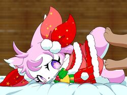 cat_busters christmas_clothes feline female furry nitrile pink_eyes pink_hair short_hair