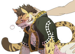 anthro closed_eyes clothing clouded_leopard feline forced from_behind_position fur gay hair head_grab human human_on_anthro interspecies likulau male male_only mammal nekojishi nipples panting rape sex spots stripes sweat tattoo tears yaoi 麻尾