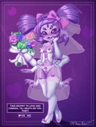 1girls 2023 5_eyes english_text female flower happy monster_girl muffet orez_art spider_girl tears undertale undertale_(series) video_games wedding_dress wedding_ring wholesome