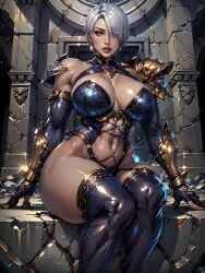 ai_generated ass bandai_namco big_ass big_breasts bikini_armor breasts huge_breasts isabella_valentine large_breasts short_hair skimpy_armor soul_calibur thick_thighs white_hair wide_hips xrp7788