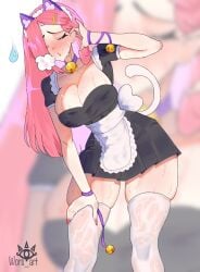 1girls 2024 big_breasts brawl_stars breasts cat_ears colette_(brawl_stars) female maid maid_outfit pink_hair pinku_pawlette supercell sweat tagme wors_art