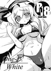 blush cover cover_page cum highres long_hair miuku_(marine_sapphire) monochrome remilia_scarlet swimsuit touhou