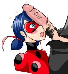 <3_eyes 1boy 1girls adrien_agreste big_penis blue_eyes blue_hair blush cat_noir clothed dladiator drooling female heart heart-shaped_pupils heart_eyes horny imminent_oral in_love_with_cock ladybug_(character) male marinette_cheng marinette_dupain-cheng mask masked masked_female miraculous_ladybug partial_male penis penis_awe penis_on_face short_hair superhero superheroine twintails uncensored