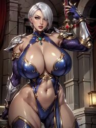 ai_generated ass bandai_namco big_ass big_breasts bikini_armor breasts huge_breasts isabella_valentine large_breasts short_hair skimpy_armor soul_calibur thick_thighs white_hair wide_hips xrp7788