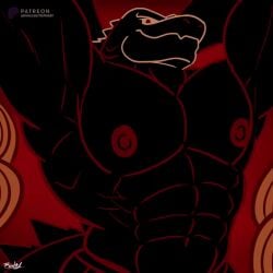 2024 2d_animation abs animated anthro bara godzilla godzilla_(series) hercules_(1997) hercules_(disney) lizard male male_only manly muscular muscular_anthro muscular_male nipples obliques pecs reptile scalie smile solo solo_male thepluto toho zeus_(disney) zeuszilla