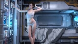 1girls 3d alien_(franchise) black_hair crop_top ellen_ripley grey_panties ironclawroo panties short_hair underwear