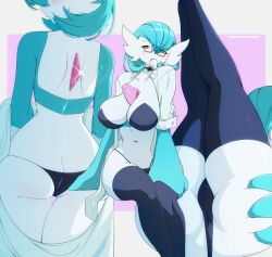 1girls anthro ass big_breasts black_thighhighs bra buttplug buttplug_in_mouth choker dr._voir female female_only gardevoir generation_3_pokemon glasses hi_res labcoat legs_up light_blush looking_at_viewer mole mole_under_eye nintendo object_in_mouth orange_eyes panties peachcupp pokémon_(species) pokemon pokemon_(species) shiny_pokemon solo thick_thighs thighhighs