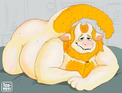 armpit_hair asgore_dreemurr ass belly big_butt blush body_hair digital_drawing_(artwork) digital_media_(artwork) fur hi_res male nude overweight overweight_male pecs portrait shaded slightly_chubby solo t_cayoti undertale_(series)