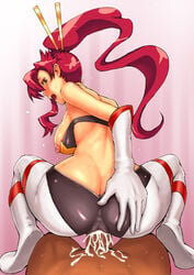 back bandeau blush breasts censored cowgirl_position cum elbow_gloves forced_in_fabric gloves huge_breasts itou_eito large_breasts long_hair looking_back nipple_slip nipples ponytail pov red_hair reverse_cowgirl_position sex sideboob space_yoko straddle sweat tengen_toppa_gurren-lagann tengen_toppa_gurren_lagann through_clothes tied_hair tubetop vaginal_penetration yoko_littner