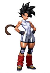 ai_generated cameltoe dragon_ball dragon_ball_super dragon_ball_z flat_chest freckles legwarmers leotard novelai oc original_character saiyan saiyan_girl saiyan_tail shiny_clothes slightly_muscular small_breasts smirk tan_body tan_skin thick_thighs tight_clothing tomboy unitard