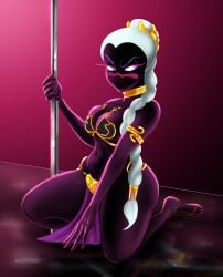 1female 1girl 1girls 1woman alien alien_girl alien_humanoid astraldog cosplay crossover disney duck_dodgers female female_only girl girl_only looney_tunes martian_(duck_dodgers) on_knees only_female queen_tyr'ahnee slave_bikini slave_leia_(cosplay) solo solo_female solo_focus star_wars stripper_pole unhappy unhappy_female warner_brothers woman