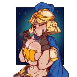 1girls 2d 2d_(artwork) 2d_artwork about_to_burst armor armored_female artist_name artist_upload background bananamusicc black_eyelashes blonde-haired_female blonde_eyebrows blonde_female blonde_hair blonde_hair_female blue_cape blush_lines breasts breasts_squeezed_together cape chainmail clash_(series) clash_royale eyebrows eyelashes female female_focus female_only gloves heart_symbol helmet hero_musketeer_(clash_royale) light-skinned_female light_skin masturbation_gesture musketeer musketeer_(clash_royale) revealing_armor revealing_clothes seductive seductive_pose simple_background straining supercell sweat sweating yellow_eyebrows yellow_eyes