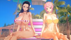 3d areolae artist_request beach bikini female female_only huge_breasts koikatsu nipple_slip one_piece rebecca_(one_piece) solo_female viola_(one_piece)