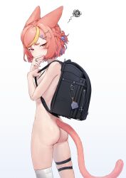 1girls ass backpack breasts cat_ears cat_girl cat_tail catgirl female lingxia nude tagme