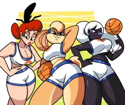 alien alien_girl alien_humanoid athletic athletic_female basketball basketball_uniform duck_dodgers furry human lola_bunny looney_tunes martian_(duck_dodgers) queen_tyr'ahnee rabbit rabbit_girl rabbit_humanoid space_jam superspoe warner_brothers witch_hazel