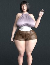 3d 3d_(artwork) asian asian_female big_ass big_breasts black_hair clothed hyuuga_hinata naruto naruto_(series) naruto_shippuden onlythicks purple_eyes short_hair smile smiling smiling_at_viewer thick_ass thick_butt thick_hips thick_legs thick_thighs white_skin