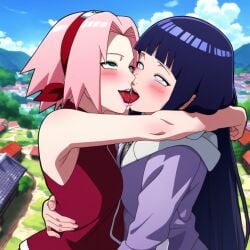 2girls ahe_gao ai_generated cheating_wife female female_only french_kissing human hyuuga_hinata kissing multiple_girls naruto naruto_(series) naruto_shippuden powerhouserift sakura_haruno tongue_kiss tongue_touching_another's_tongue tongues_touching yuri