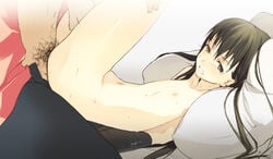 2boys arms_behind_back black_eyes black_hair blood bondage bound_arms clothed_male_nude_male femboy forced_yaoi gay k_(artist) kaimuari koga_norio legs long_hair male multiple_boys narutaru nude nude_male pillow pillows pubic_hair pubic_tuft rape restrained sex yaoi