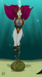 anthrokidnapper big_breasts drowning legs_tied peg_pete swimsuit underwater underwater_peril_aladdin