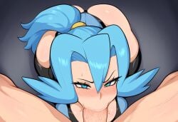 1boy ai_generated ass big_ass big_penis blowjob blush clair_(pokemon) fellatio female from_above gym_leader huge_ass huge_cock human human_female looking_at_viewer mullon novelai oral penis pokemon pokemon_gsc pokemon_hgss pokemon_journeys pov straight sweat