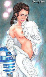 1boy 1girls astromech_droid bodysuit braid breasts droid duo echo_base female flashing flashing_breasts gloves hoth light-skinned_female light_skin looking_at_viewer lowres lucasfilm male medium_breasts nipples no_sex no_underwear pink_lipstick pose presenting presenting_breasts princess_leia_organa r2-d2 robot science_fiction seductive shabby_blue source_request standing star_wars tagme the_empire_strikes_back white_clothing winter winter_clothes year_request