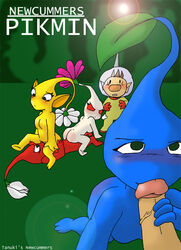 blowjob blue_pikmin facesitting fellatio olimar pikmin pikmin_(species) red_pikmin riding_penis shocked surprised tagme tanuki tanuki_(artist) threesome watching watching_sex white_pikmin yellow_pikmin