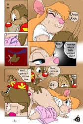 anus blush blushing chip chip_'n_dale_rescue_rangers comic dale disney fingering gadget_hackwrench long_hair mouse mouse_girl orange_hair penis pussy tail