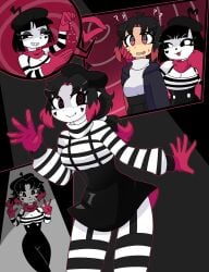 alternate_costume alternate_hair_color assimilation bare_shoulders before_and_after black_hair black_sclera bonbon_(derpixon) breasts character_request chuchu_(derpixon) cleavage confused double_v facial_markings female female_only femdom femsub gloves hand_on_head happy_trance hat heart heart-shaped_pupils heart_eyes heart_tattoo hypnosis makeup mime mime_and_dash multicolored_hair open_mouth original pendulum rakuma-imp red_hair smile spiral spiral_eyes sweat symbol_in_eyes tattoo transformation v white_skin