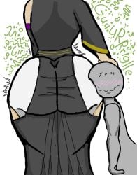 about_to_fart anon anonymous_character big_ass big_butt blush cat_girl clothed face_on_ass fart fart_fetish gurgle gurgling huge_ass huge_butt kali_belladonna nightmaresfd pleasure_face pleasured rwby simple_background stomach_growling stomach_noises taller_female taller_girl underwear