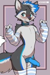 absurd_res anthro azoomer canid canine canis domestic_dog genitals hi_res husky knot knotted_penis koda_(kodahusky) male mammal nordic_sled_dog penis solo spitz