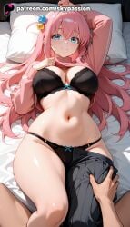 1boy 1girls 2025 ai_assisted ai_generated anime artist_name bed bed_sheet big_breasts big_chest black_bra black_panties blanket blue_eyes blush bocchi_the_rock! bow bra breast breasts bust busty chest explicit female frilled_pillow futon gotoh_hitori gotou_hitori head_on_pillow heart heart_pillow hi_res high_quality high_resolution highres holding_pillow hospital_bed large_breasts laying_down long_hair long_sleeves looking_at_viewer lying lying_on_back navel on_back on_bed panties patreon patreon_username pillow pillow_grab pillow_hug pink_hair pov skypassion smile solo_focus stable_diffusion string_panties underwear watermark yes yes-no_pillow