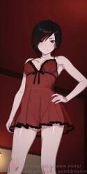 1girls 3d _yumidreams accurate_art_style ai_generated bangs bare_arms bare_legs bare_shoulders bare_thighs black_hair breasts camisole camisole_only cleavage dark_eyes female hand_on_hip highres indoors lingerie looking_at_viewer low-angle_view medium_breasts multicolored_hair patreon_username red_camisole red_clothing red_hair red_lingerie ruby_rose rwby see-through see-through_clothes see-through_clothing short_hair sleepwear smirk standing