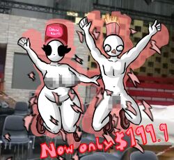 1boy1girl alternate_version_available bald bald_female bald_male belly belly_button black_eyes breasts censored censored_nipples censored_penis censored_pussy chetoh chubby chubby_female claire_(chetoh) cleavage clothes_removed clothes_ripped egg eggmale embarrassed_naked_female embarrassed_nude_female embarrassed_nude_male enf english_text enm female fries frown frowning hat in_air jumping looking_at_viewer male naked naked_female naked_male nude nude_female nude_male oc original original_character original_characters penis photo_background pixelated red_shoes red_text shocked_expression shoes text white_body